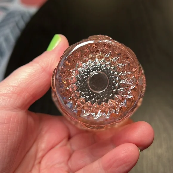 Vintage Imperial Glass Octagon Pink Carnival Glass Toothpick Holder - Picture 6 of 9